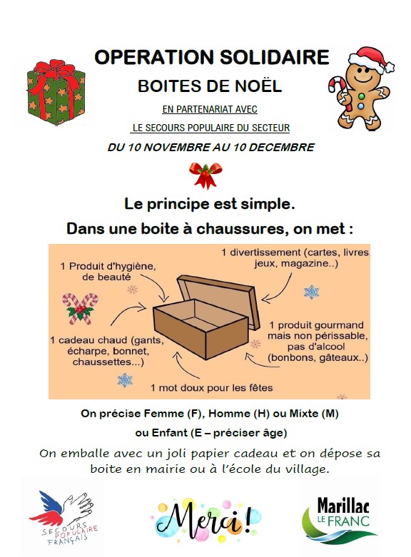 OFFRIR UNE BOITE DE NOËL SOLIDAIRE - SITE OFFICIEL DE MARILLAC-LE-FRANC